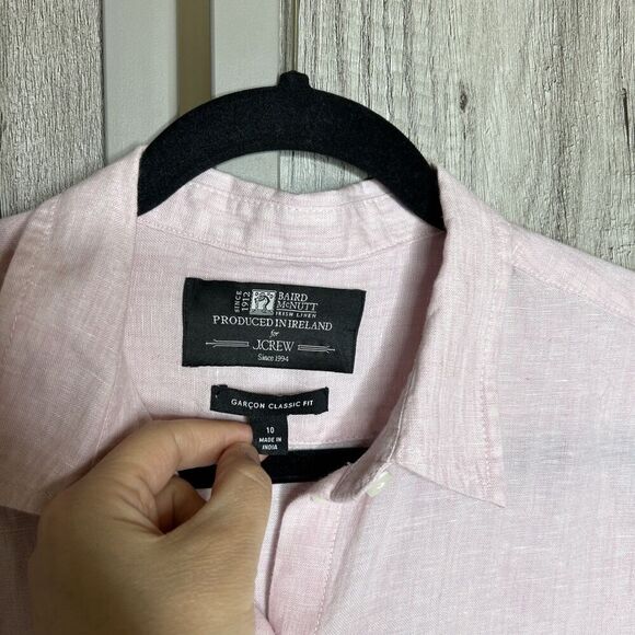 J Crew Garcon Classic Shirt in Baird McNutt Irish linen Size 10 Pink - Picture 7 of 8